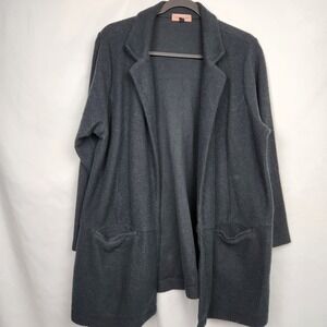 East Adeline Women's Open Front Cardigan Sweater‎ with pockets, Dark Gray, 1X